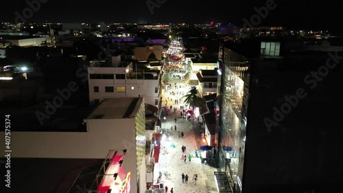 Playa Del Carmen, Mexico - January 1, 2020 : Playa del Carmen, a coastal resort town in Mexico, along the Riviera Maya. Shot during the COVID Pandemic, 2020.