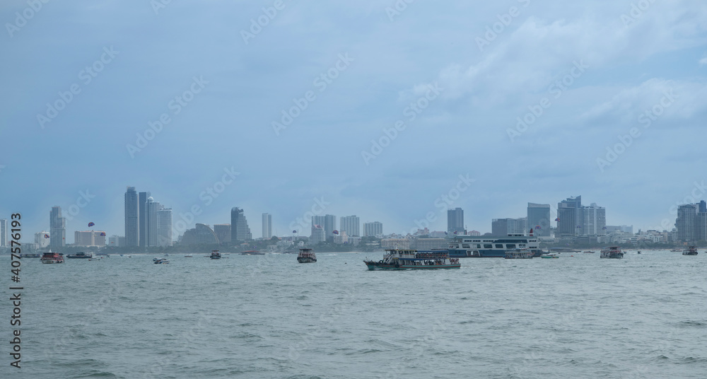 View of the Gulf of Siam and the city of Pattaya.