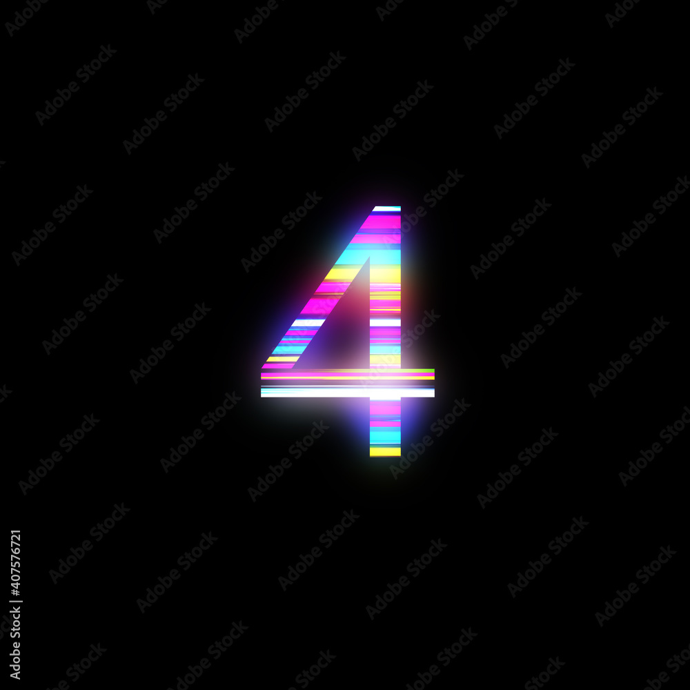 Rainbow number 4 illustration on isolated black background. Abstract alphabet symbol for banner , flyer or cover. Stock illustration. Rainbow number 4 illustration on isolated black background. Abstract alphabet symbol for banner , flyer or cover. Stock illustration.