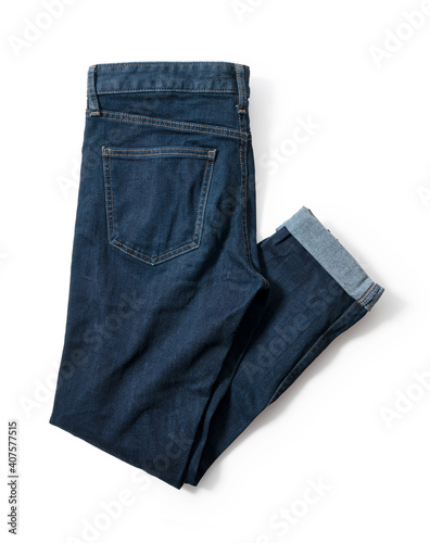 Blue jeans on a white background