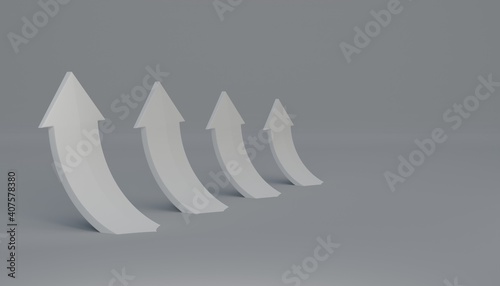 Increasing point up arrow, concept of business profit, 3D rendering illustration