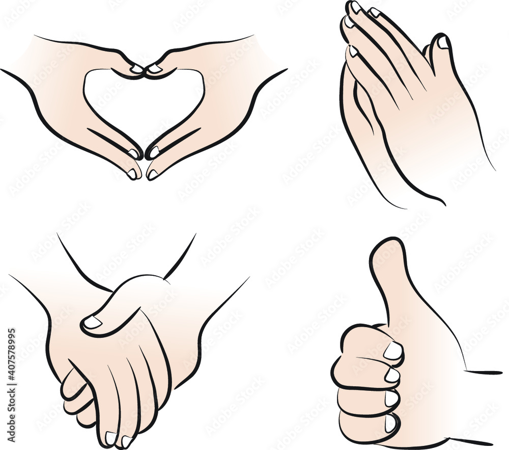 vector drawing hands emoji set vector drawing hands emoji set