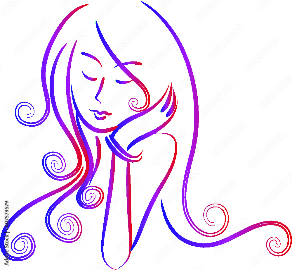 vector drawing beauty with long hair