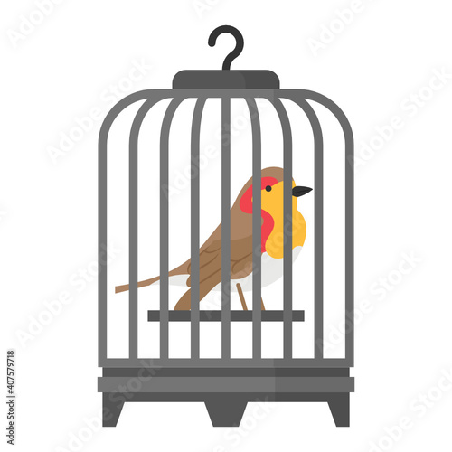 Chinese bamboo bird cage Concept Vector Color Icon Design, Traditional Chinese Culture Symbol on white background, Lunar New Year of the Ox 2021 Sign, China Travel Guide Stock