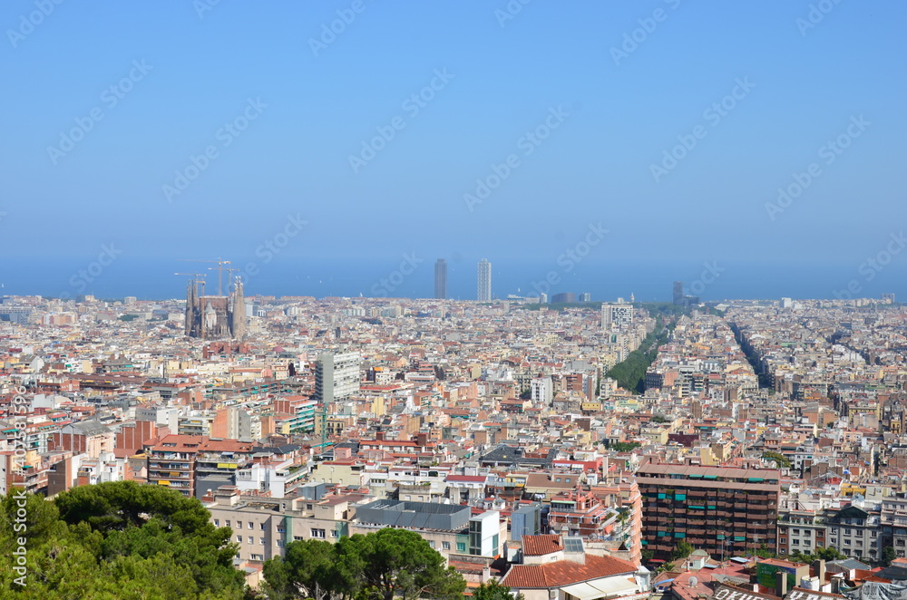 Interesting panorama of the Barcelona city