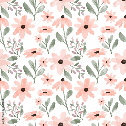 watercolor peach petal cute floral seamless pattern