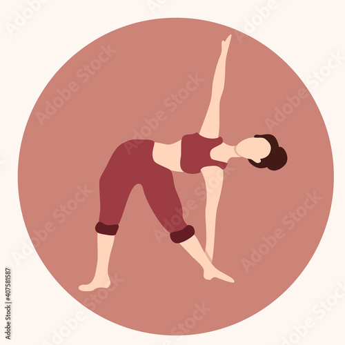 vector hand drawn illustration - girl girl doing yoga. woman keeps balance. trandy flat illustration for websites, magazines and applications