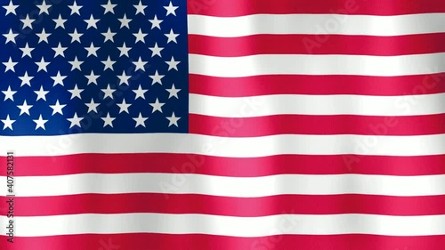 American flag in motion fluttering in light breeze. Wind waves sway flag of US. Animated background for announcing events. Video
