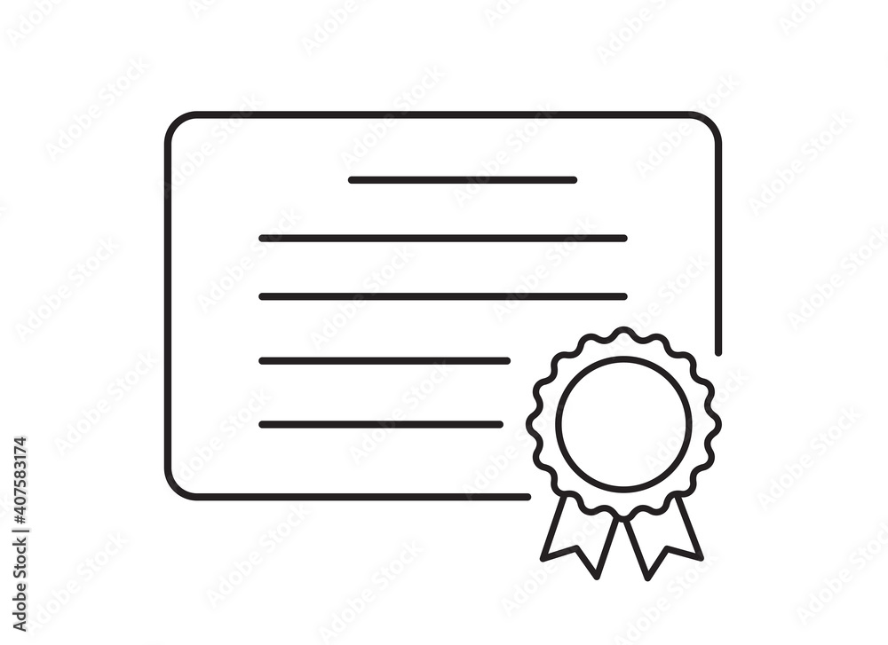 Certificate icon isolated on white background. Diploma symbol. Flat style. Vector illustration Certificate icon isolated on white background. Diploma symbol. Flat style. Vector illustration