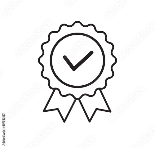 Quality certificate icon isolated on white background. Rosette icon Flat style. Vector illustration