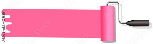 roller painter, paintbrush vector illustration | pink