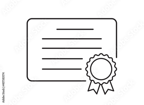 Certificate icon isolated on white background. Diploma symbol. Flat style. Vector illustration