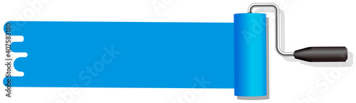 roller painter, paintbrush vector illustration | blue