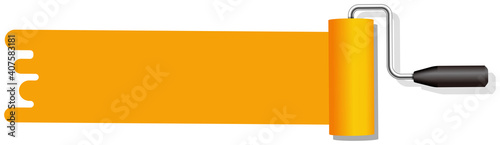 roller painter, paintbrush vector illustration | orange