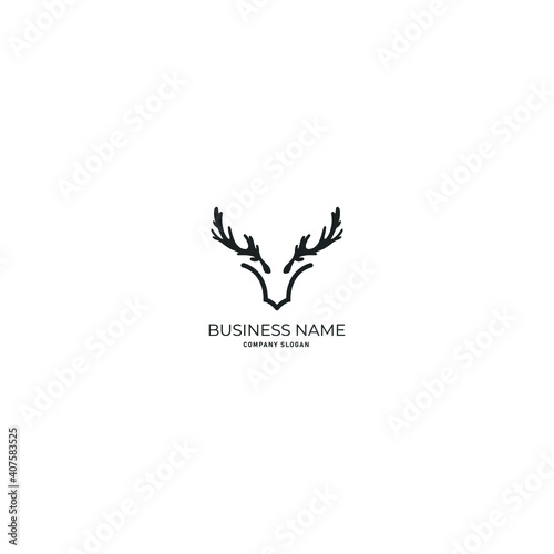 illustration of deer head logo icon design with black colour and white background