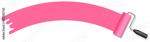 roller painter, paintbrush vector illustration. ( arch shape ) | pink