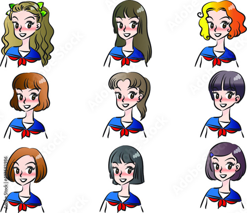 vector cartoon beauty emoji set