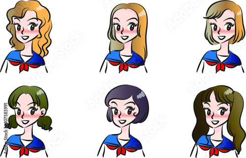vector cartoon beauty emoji set