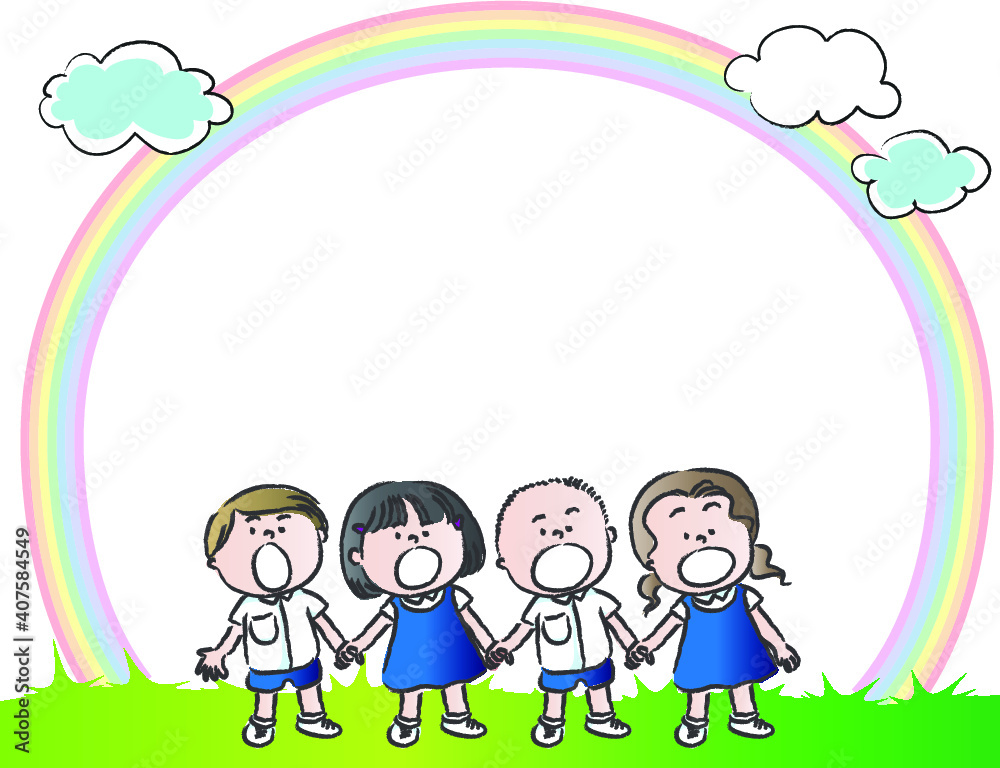vector cartoon school kids with balloon card border vector cartoon school kids with balloon card border