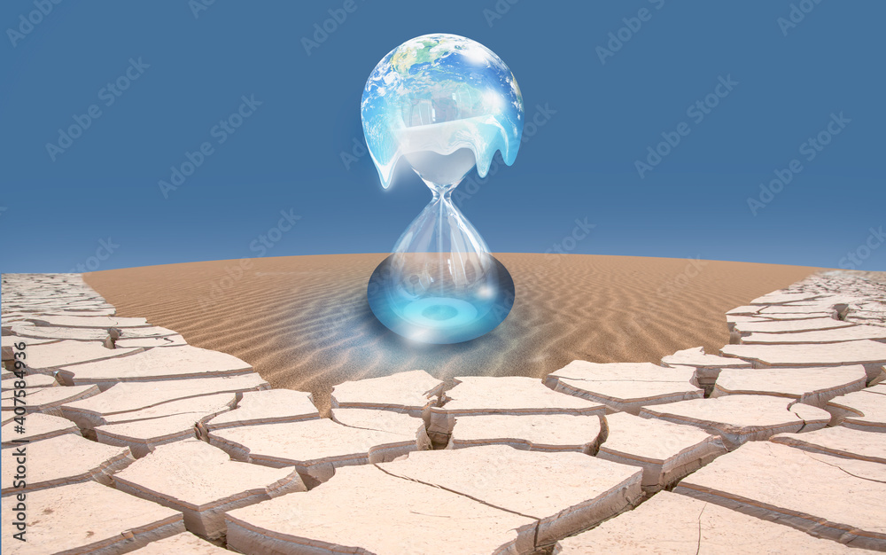 Illustrazione Stock Global Warming Concept - Planet Earth On Hourglass 