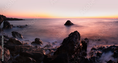 Sunset on a rocky beach - Alanya, Turkey