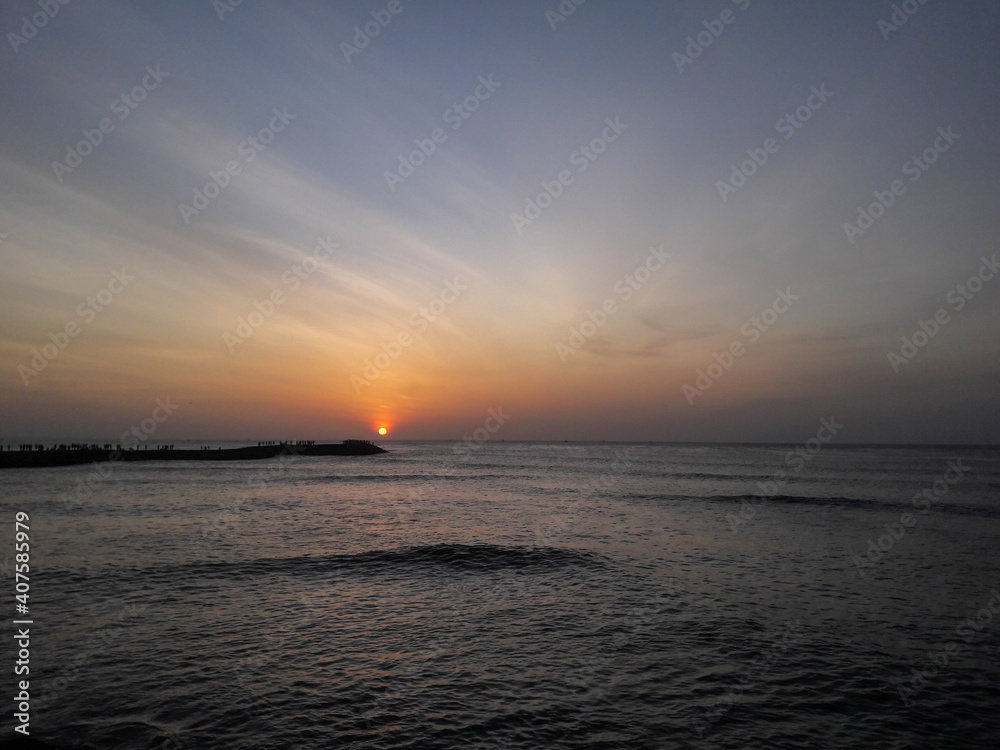 sunrise at the dawn from sea horizon