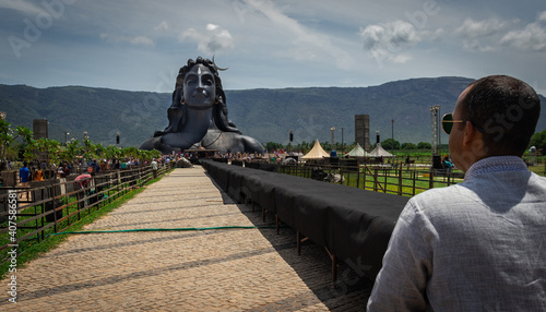 adiyogi lord shiva statue from unique different angles photo