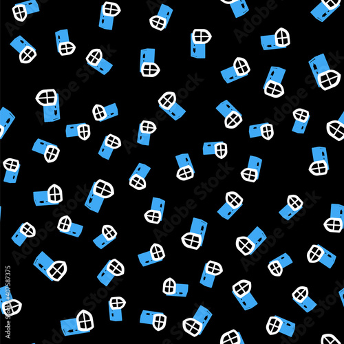 Line Power bank icon isolated seamless pattern on black background. Portable charging device. Vector.