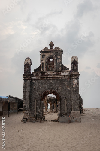 tsunami destroyed old church at dhanushkodi india photo