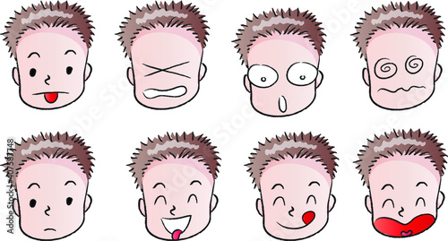 vector cartoon boy emoji set