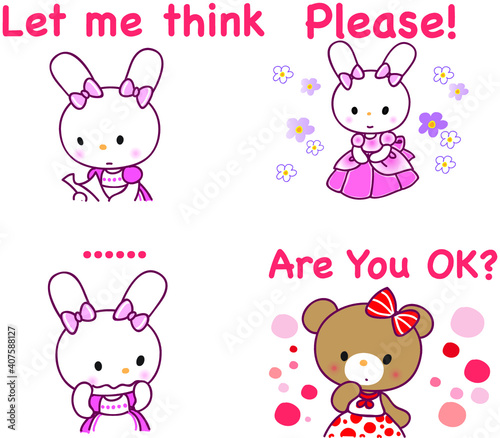 vector cartoon rabbit emoji set