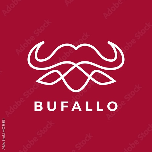buffalo head line outline monoline logo vector icon illustration