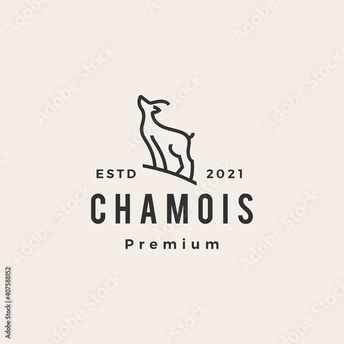 chamois line hipster vintage logo vector icon illustration