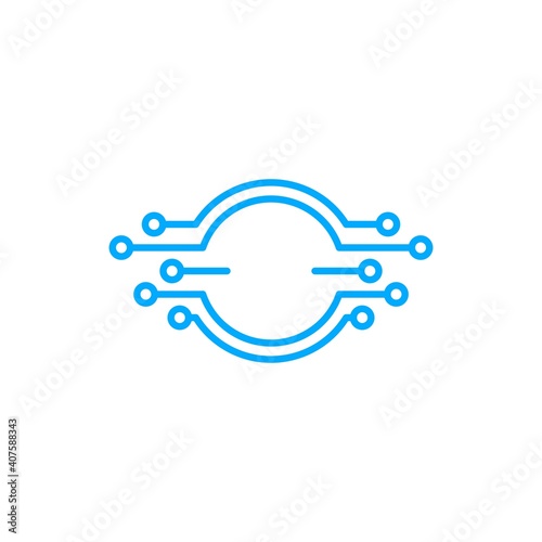 digital round circle emblem electric circuit logo vector icon illustration