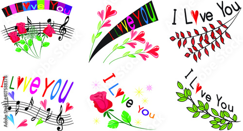 vector drawing i love you icon sign set