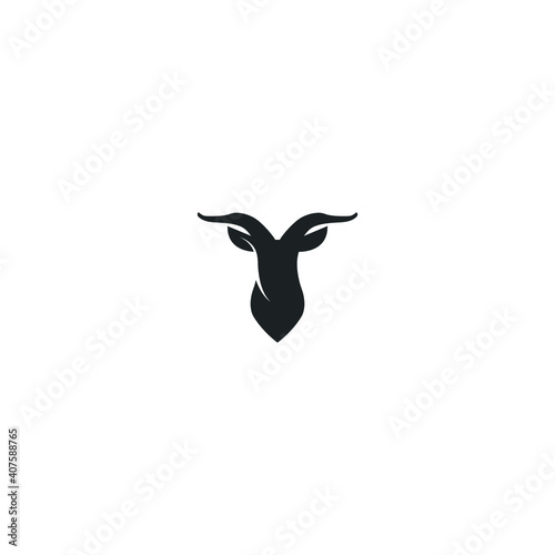 illustration of deer head logo icon design with black colour and white background
