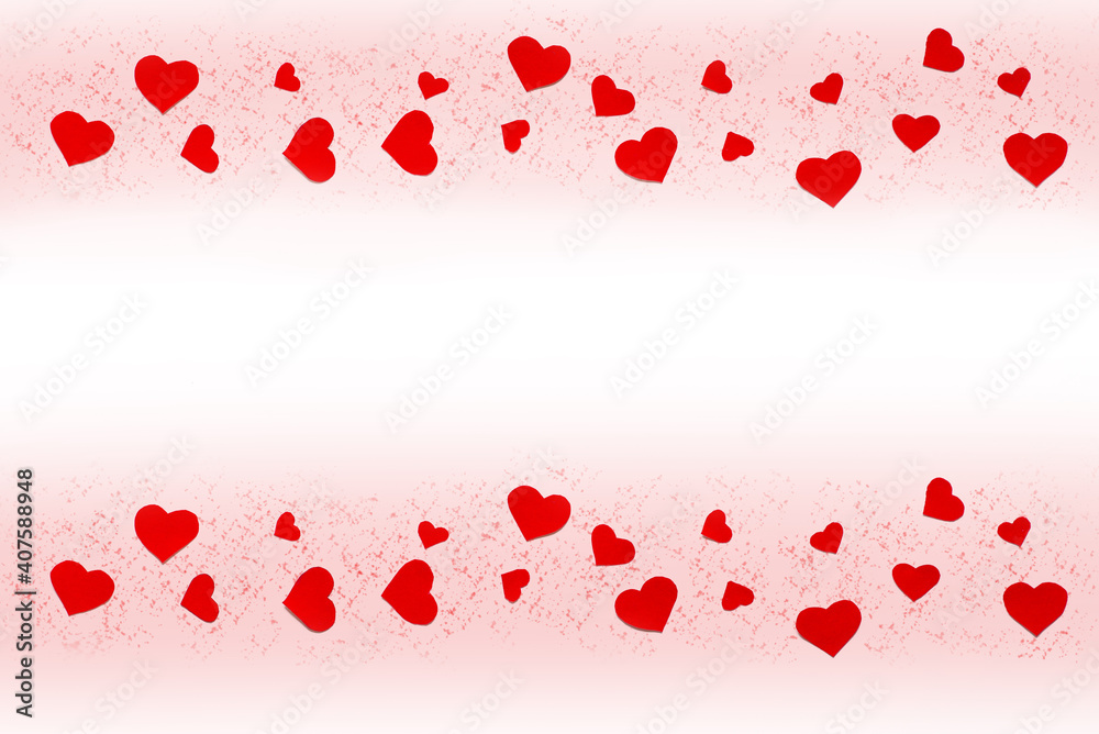 red heart composition on white background. Love and wedding concept. Minimalism