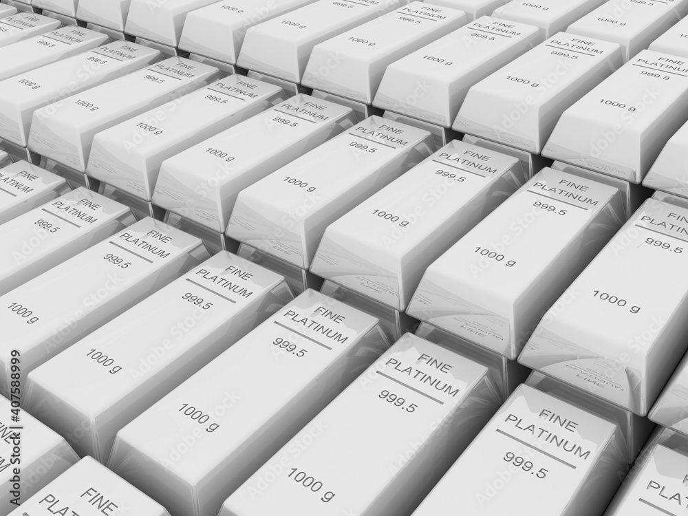 Many platinum bar or ingots ,3d rendering Many platinum bar or ingots ,3d rendering