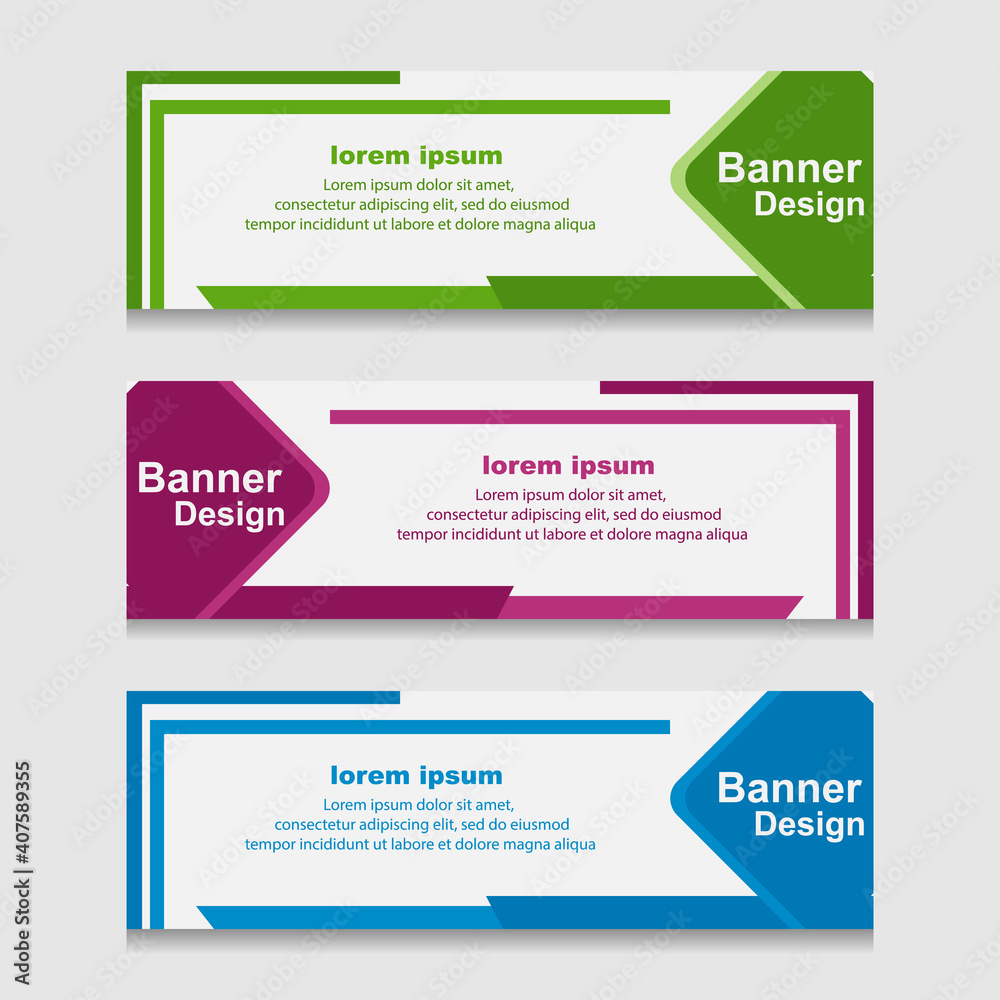 Set of Design Print Banner or Web Template. can be Used for Workflow Layout, Diagram, Web Design, and Label Vector