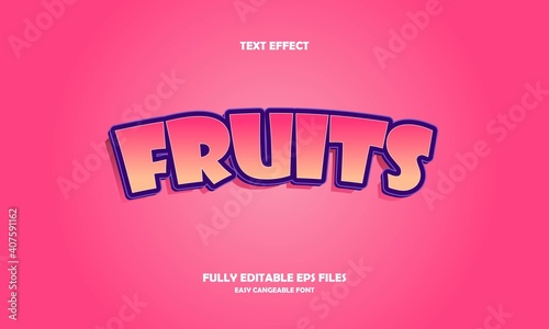 modern text effect fruits editable vector illustration