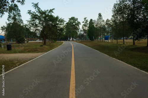 The paved road in the park © watchara
