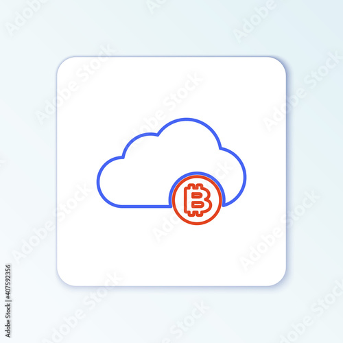 Line Cryptocurrency cloud mining icon isolated on white background. Blockchain technology, bitcoin, digital money market, cryptocoin wallet. Colorful outline concept. Vector.