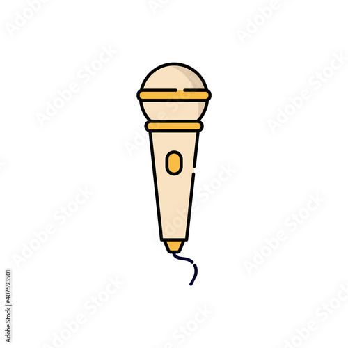 Microphone isolated icon on white background. Vector illustration in flat cartoon design. 