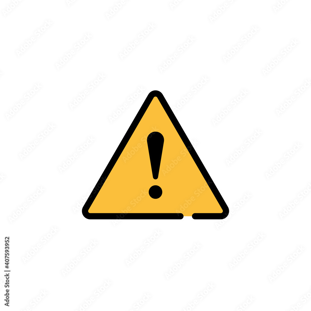 yellow warning triangle sign isolated icon on white background. Vector illustration in flat cartoon design. Caution sign. yellow warning triangle sign isolated icon on white background. Vector illustration in flat cartoon design. Caution sign.