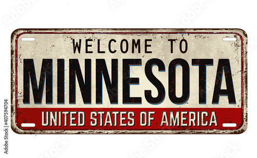 Welcome to Minnesota vintage rusty metal plate