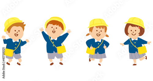 楽しげな子供たちのイラスト　制服
