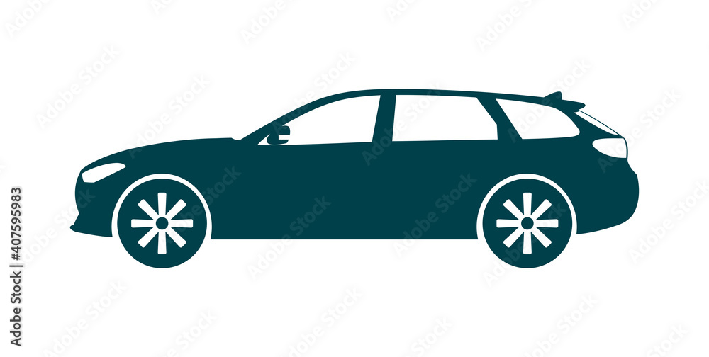 Station wagon car icon on white background isolated. Vector illustration. Station wagon car icon on white background isolated. Vector illustration.