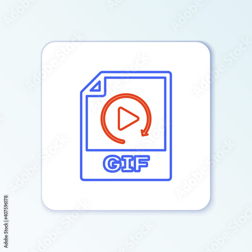 Line GIF file document. Download gif button icon isolated on white background. GIF file symbol. Colorful outline concept. Vector.