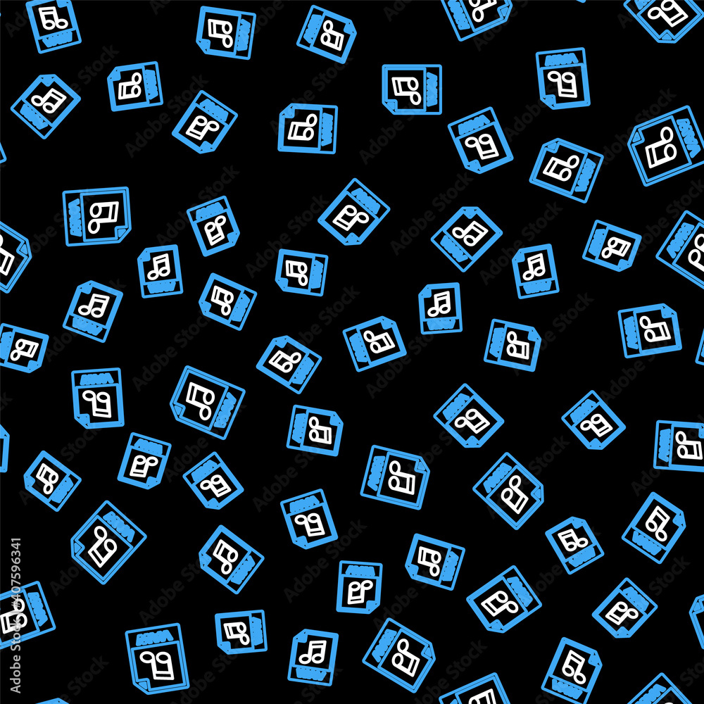 Line WAV file document. Download wav button icon isolated seamless pattern on black background. WAV waveform audio file format for digital audio riff files. Vector. Line WAV file document. Download wav button icon isolated seamless pattern on black background. WAV waveform audio file format for digital audio riff files. Vector.