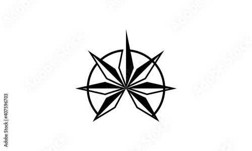 Creative Vector Illustration Logo Design. Marijuana Compass Concept.